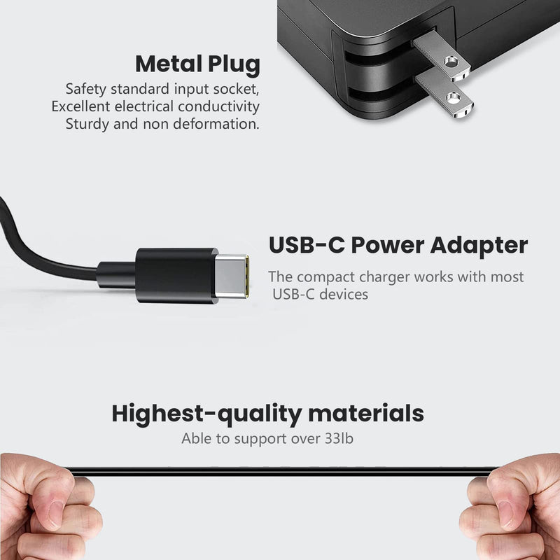 [Australia - AusPower] - 65W 45W USB C Power Adapter Charger Compatible with ASUS Chromebook Flip C204MA C204M C204 C223 C214M C214 C433TA for Dell Lenovo ThinkPad T490 T490s T495 T590 X390 X395 X380 Cord 