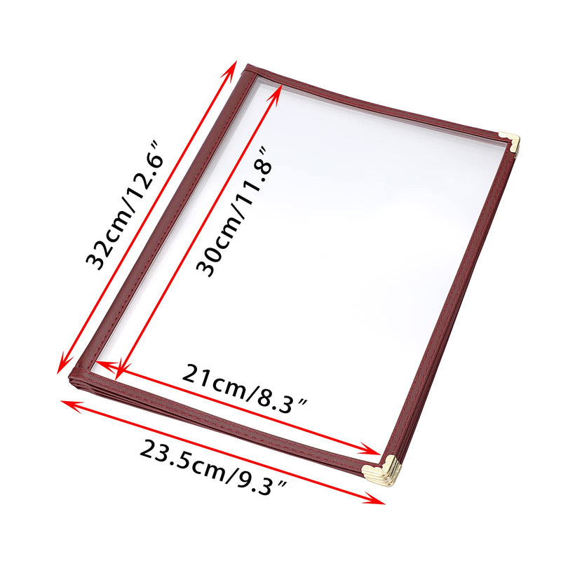 [Australia - AusPower] - OwnMy 2PCS A4 Size Menu Covers 4 Page 8 View Transparent Restaurant Menu Covers Drink Menu Covers, Folding A4 Paper Menu Covers for Homeschool Schedule Book Kid Chores Chart College Project, Wine Red 