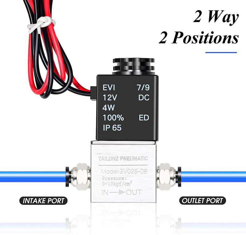 [Australia - AusPower] - TAILONZ PNEUMATIC 1/4 Inch NPT 12V/24V/110V/220V 2 Way Normally Closed Electric Solenoid Air Valve 2v025-08 1/4"NPT DC12V 