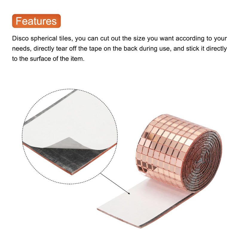 [Australia - AusPower] - MECCANIXITY 1600Pcs Mirror Mosaic Tiles, 5 x 5mm Square Glass Tiles Self-Adhesive Small Mirrors for Crafts, 3D Background Wall, DIY, Disco Light Ball (Rose Gold) Rose Gold 