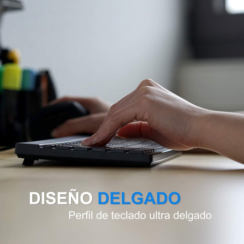[Australia - AusPower] - Perixx PERIBOARD-426ES Mini Teclado con Cable USB - Negro - QWERTY Español 