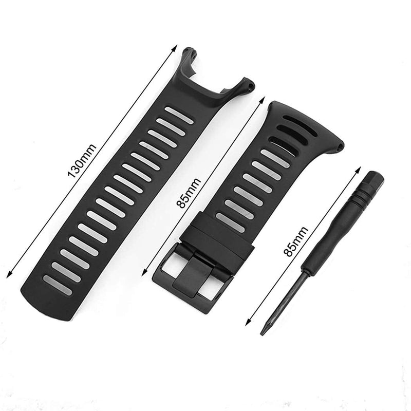 [Australia - AusPower] - Picowe Watch Band Strap, All Black Replacement Strap Compatible with Suunto Ambit 1/2/2S/2R/3 Sport/3 Run/3 Peak (With Screws) Including Screws 