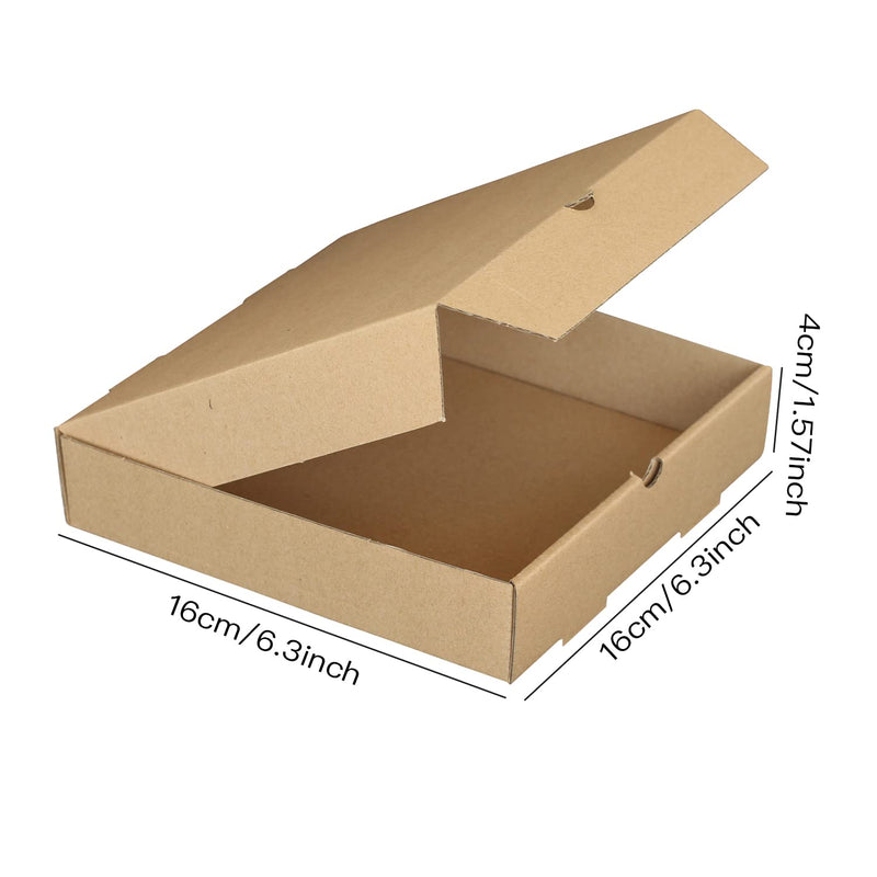 [Australia - AusPower] - 15 Pcs Pizza Boxes, 6.3 x 6.3 x 1.57" Kraft Corrugated Pizza Boxes Cardboard Boxes Take Out Containers Gift Packing Boxes Takeaway Mailing Shipping Storage Boxes for Pizza, Cake, Cookies, Food (6 inch) 6 inch 