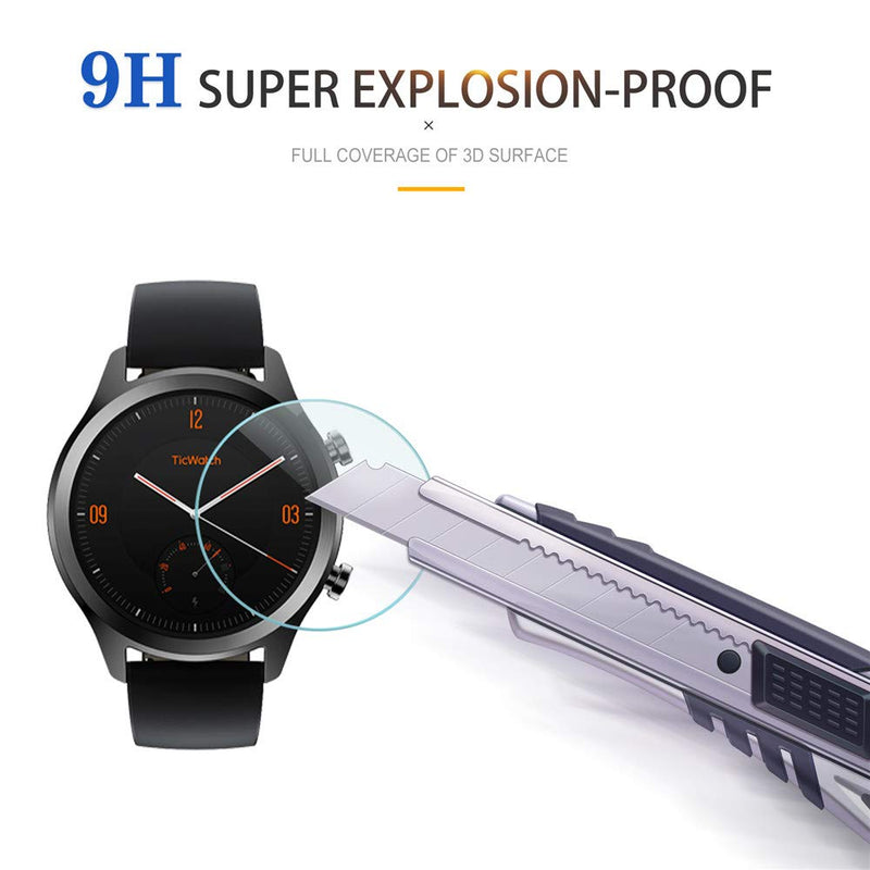 [Australia - AusPower] - Diruite 3-Pack for Ticwatch C2 / E2 / S2 Screen Protector, 2.5D 9H hardness Tempered Glass Screen Protector for Ticwatch C2 / Ticwatch E2 / Ticwatch S2 Smartwatch 