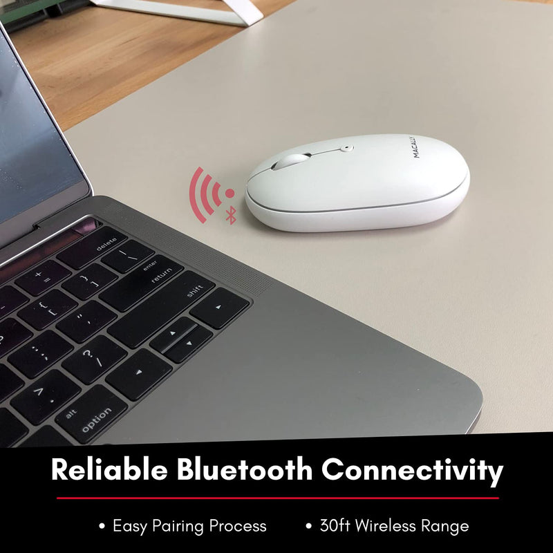 [Australia - AusPower] - Macally Wireless Bluetooth Mouse for Laptop and Desktop PC - Simple Rechargeable Wireless Bluetooth Mouse for MacBook Pro Air, Mac iPad, Android - Compatible Apple Mouse Wireless Silent Quiet 