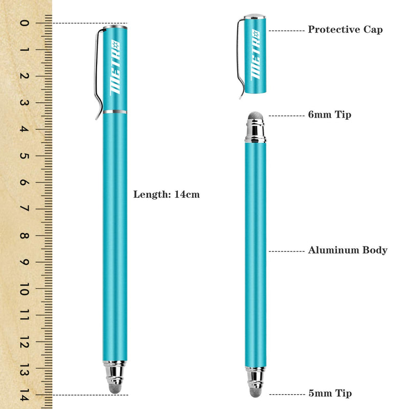 [Australia - AusPower] - METRO Universal Stylus Pens for Touch Screens - High Sensitivity Capacitive Stylus Fiber Tips 2 in 1 Touch Screen Pen with 8 Extra Replaceable Tips for iPad iPhone and All Other Tablets & Cell Phones 
