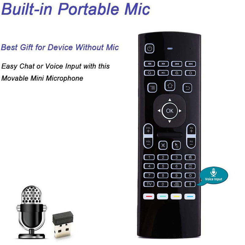 [Australia - AusPower] - Air Mouse,MX3 Pro Backlit Mini Keyboard,Voice Remote Control,Mini Wireless Keyboard & IR Learning Air Mouse Remote,Best for Raspberry Pi 4 Android Smart Tv Box HTPC IPTV PC Pad Xbox MX3 Voice Backlit 