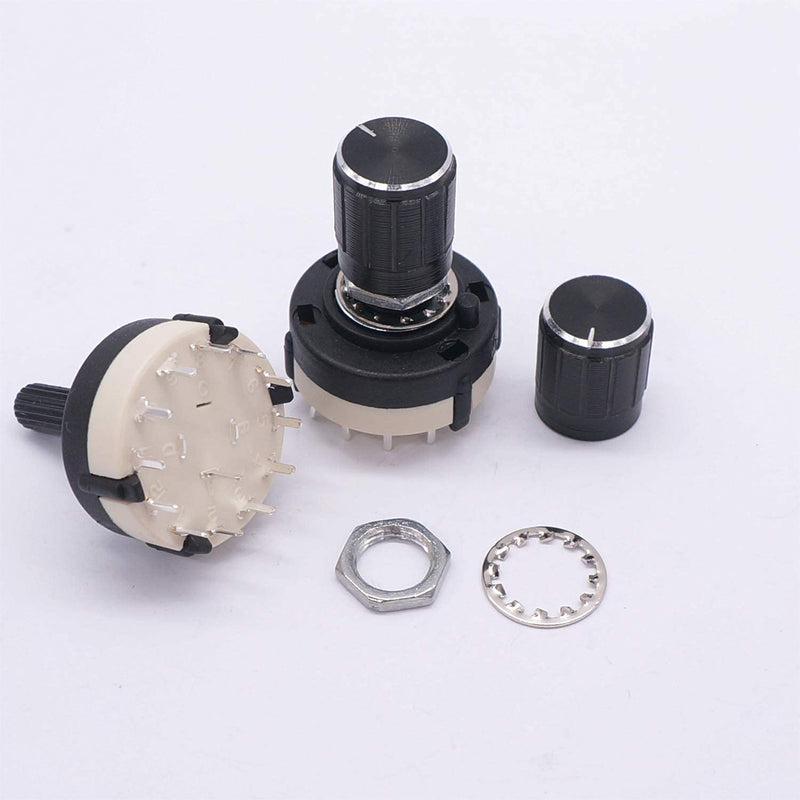 [Australia - AusPower] - Taiss 3pcs Rotary Switch RS26 1P12T Band Switch Band Channel Rotary Selector Switch 1 Pole 12 Position Single Wafer Band Selector Rotary Switch + 3pcs knob 