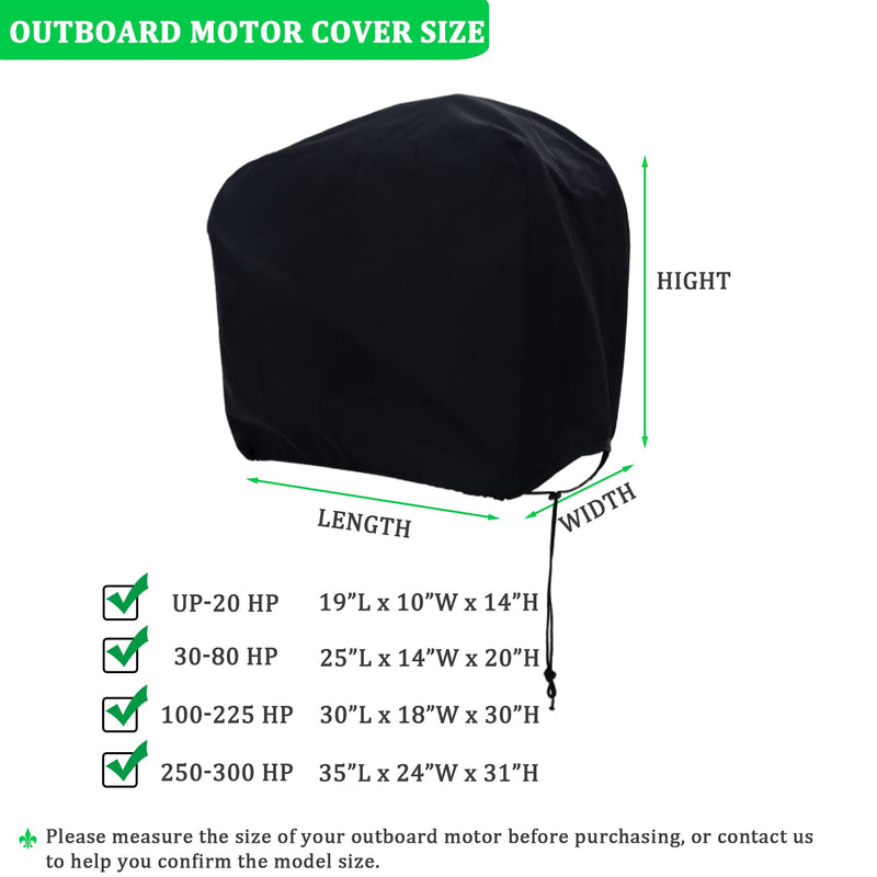 [Australia - AusPower] - DURCOVER Outboard Motor Half Cover, Waterproof Oxford Fabric, Boat Motor Cover Half Outboard Cover, Universal Boat Engine Cover UP-20HP Black Fits UP-20HP 