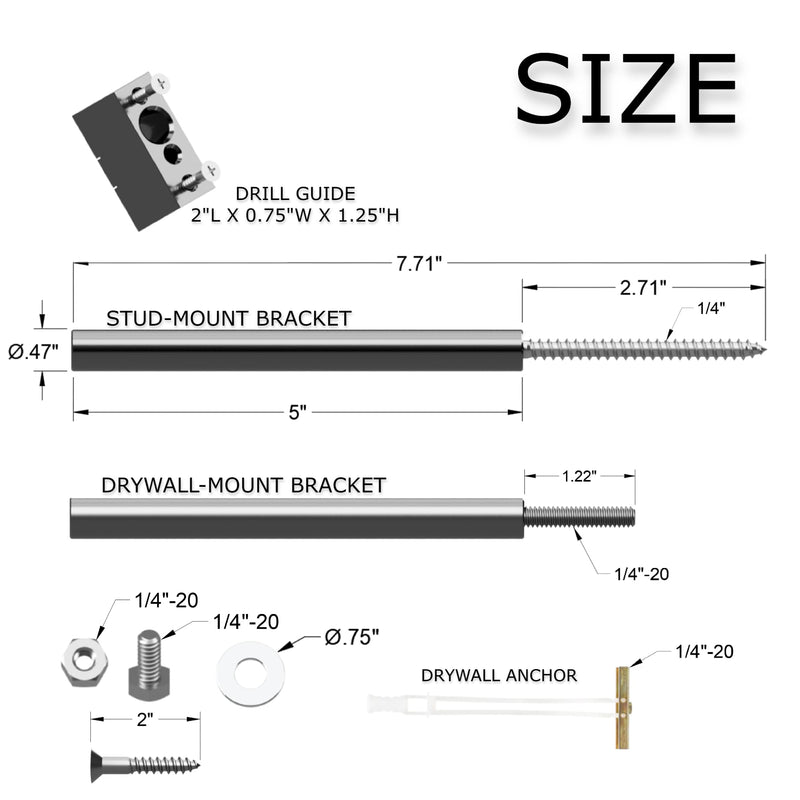 [Australia - AusPower] - Floating Shelf Hidden Bracket 5" (4 PCS) - Hidden Supports for Wooden Floating Shelves - Drywall Mount or Stud Mount with Included Drill Guide and Steel Hardware 
