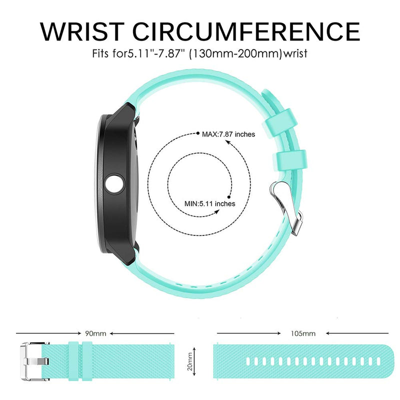 [Australia - AusPower] - Songsier Compatible Vivoactive 3 Watch Band, 20mm Easy Fit Soft Silicone Replacement Bands for Garmin Vivoactive 3/Samsung Galaxy 42mm/Forerunner 645 Music Smart Watch Black+Gray+Mint Green 