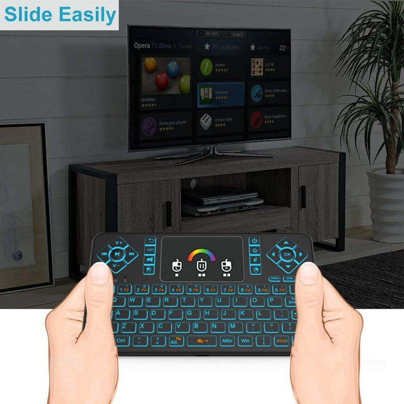 [Australia - AusPower] - Mini Wireless Keyboard,Q9 Mini Keyboard with Touchpad,Colorful Backlit Small Wireless Keyboard,Mini Rechargeable Handheld Remote Keyboard for PC,Raspberry Pi 4, Android TV Box,KODI,Windows 7 8 10 Q9 Colorful Backlit 