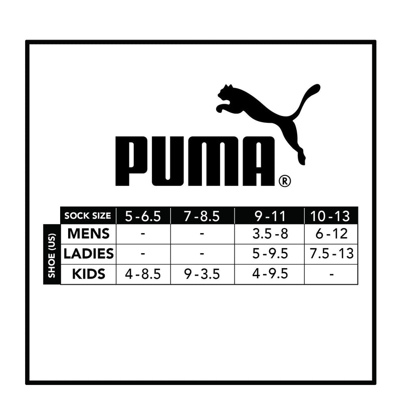 [Australia - AusPower] - PUMA boys 6 Pack Crew Cut Socks 9-11 Black/Grey 