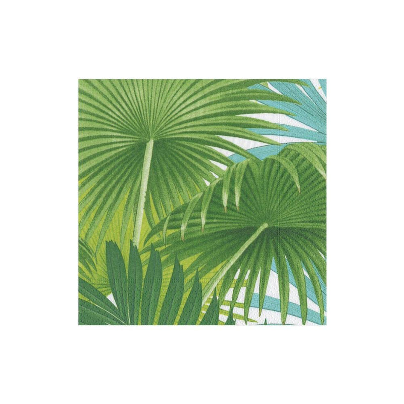 [Australia - AusPower] - Caspari Palm Fronds Paper Cocktail Napkins in White - Two Packs of 20 2 
