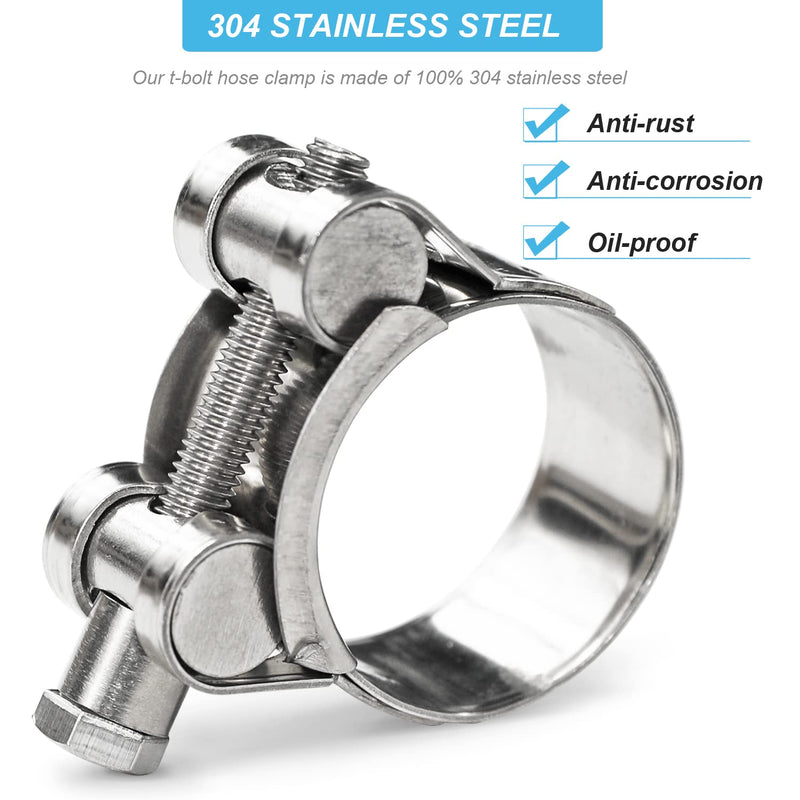 [Australia - AusPower] - AKIHISA 4 Pack 40-43mm ID Range T-Bolt Hose Clamp,304 Stainless Steel Heavy Duty Tube Clamp 1.57 to 1.69 Inch 40-43mm 4pack 
