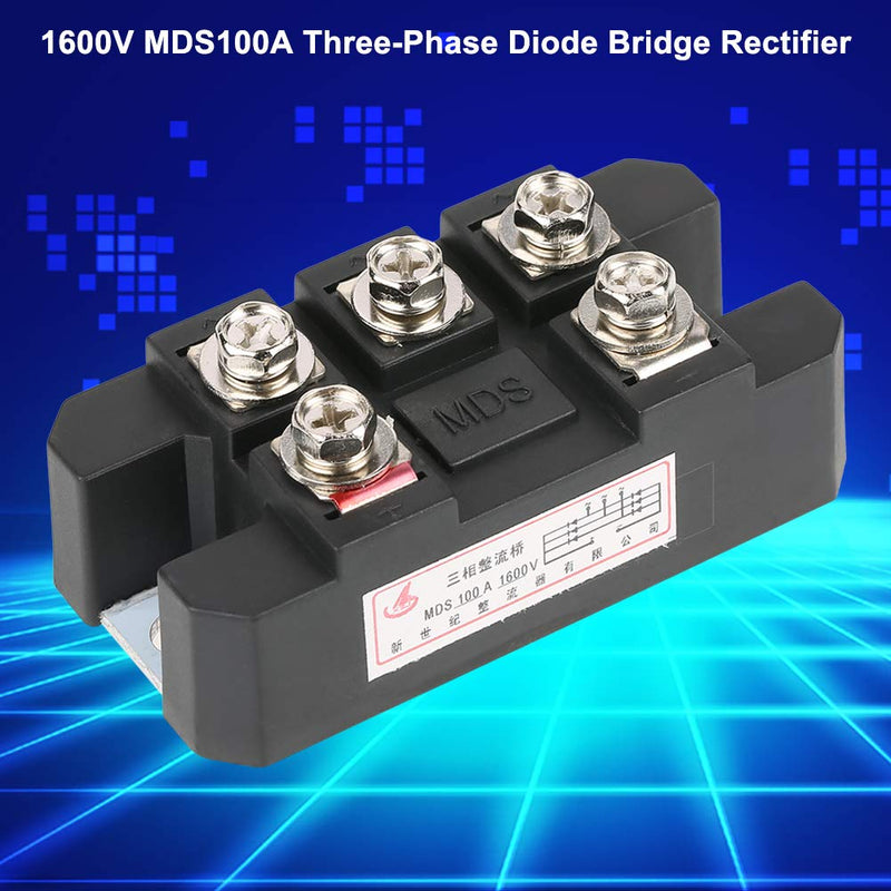 [Australia - AusPower] - High Power 100A 1600V Three Phase Diode Bridge Rectifier MDS100A Black Three Phase Diode Bridge Rectifier MDS-100A-1600V 