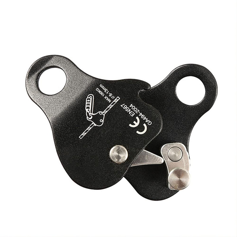 [Australia - AusPower] - QKDS Climbing Rope Grab, High Strength Self Locking Safety Protective, Climbing Ascender Fall Protection Belay Device Climbing Rope Grip Clamp for Rock Climbing Mountaineering(Black), free size Black 