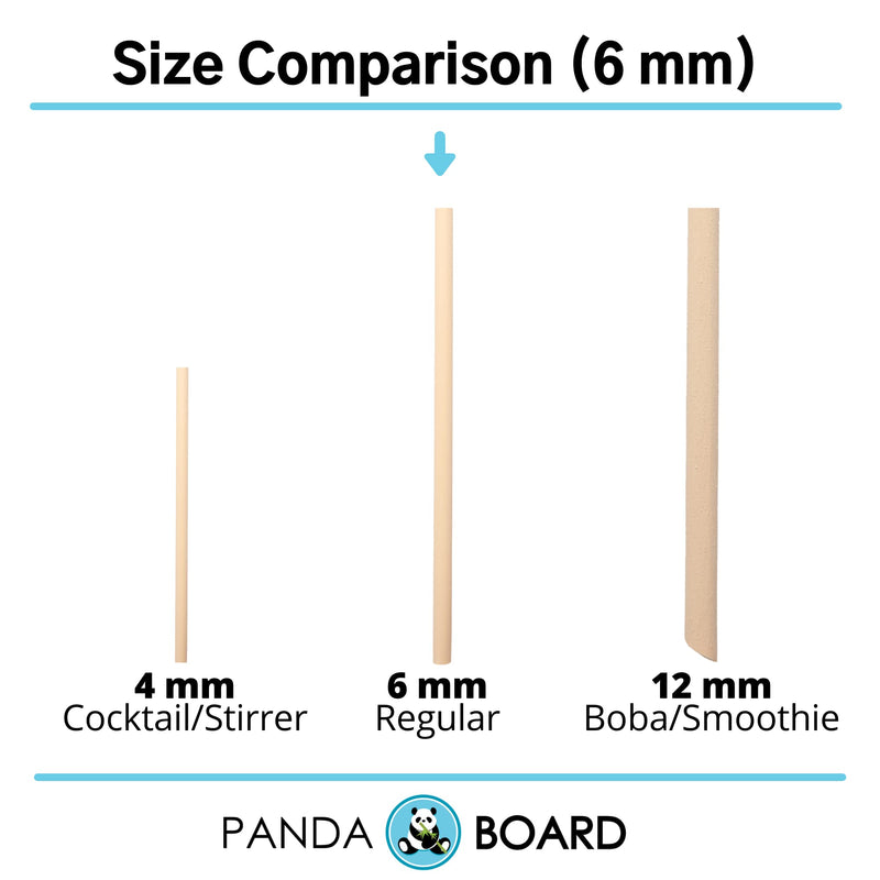 [Australia - AusPower] - PandaBoard Compostable Regular Bamboo Fiber Straws for Drinks - 200 pcs - No paper taste, long lasting, natural 6 mm diameter 