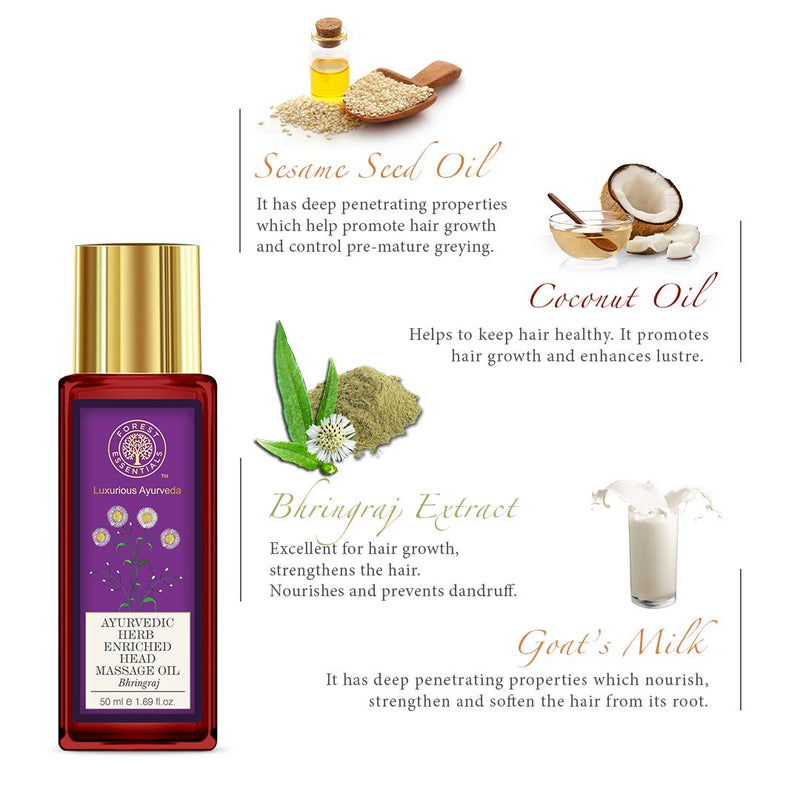 [Australia - AusPower] - Forest Essentials Ayurvedic Herb Enriched Head Massage Oil, Bhringraj, 50ml 
