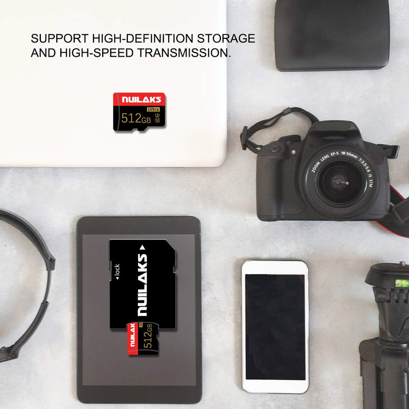 [Australia - AusPower] - 512GB Micro SD Card High Speed Micro SD Memory Card Class 10 for Dash Cams, Body Cams, Action Camera, Surveillance & Security Cams 