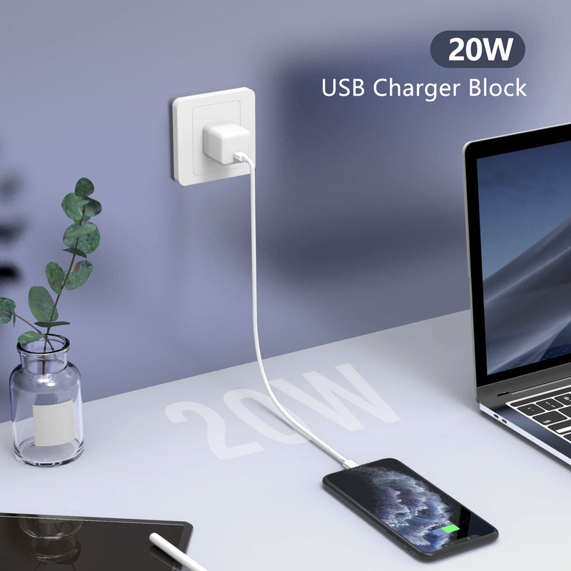 [Australia - AusPower] - WLLDANT 4-Pack 20W USB C Charger Block for iPhone 13/13 Mini/ 13 Pro/13 Pro Max 12/12 Mini/ 12 Pro/ 12 Pro Max 11 XS Max X XR 8, Type C Charging Plug Box PD Fast Wall Power Adapter USBC Cube Brick 