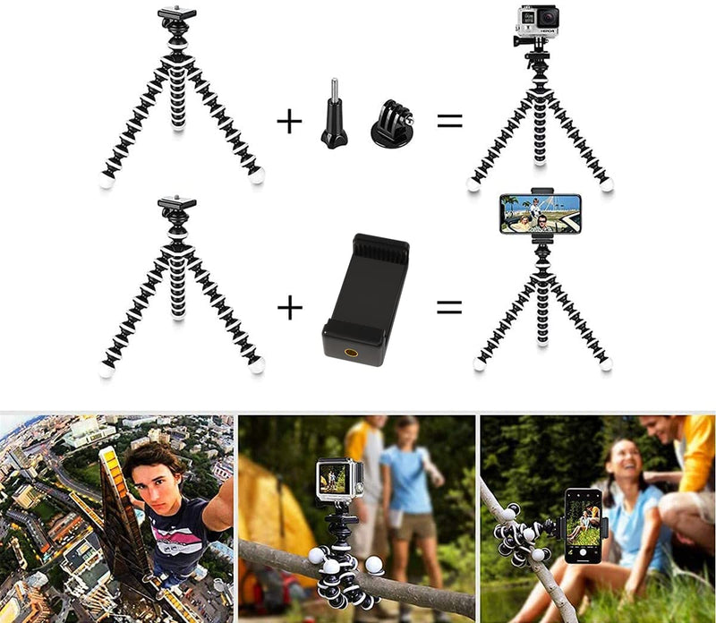 [Australia - AusPower] - Phone Tripod Kit, SmilePowo Flexible Tripod with Bluetooth Remote/Adapter/Clip for iPhone,Android Phones,GoPro Sports Action Camera,Small Digital Camera (M) white 