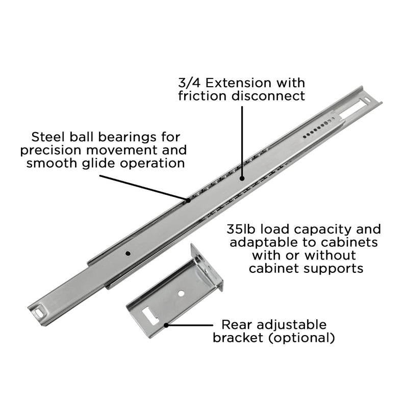 [Australia - AusPower] - Hickory Hardware P1029/16-2C 16-Inch Center Mount Drawer Slide, Cadmium 