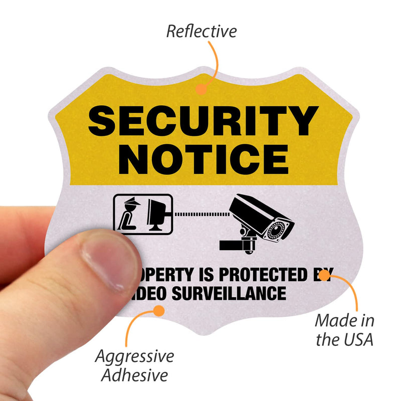 [Australia - AusPower] - SmartSign Protected by Video Surveillance Security Notice Decal Set | Five Pack of 2.75"x3.25" EG Reflective Adhesive Labels Reflective Adhesive Decal Set 
