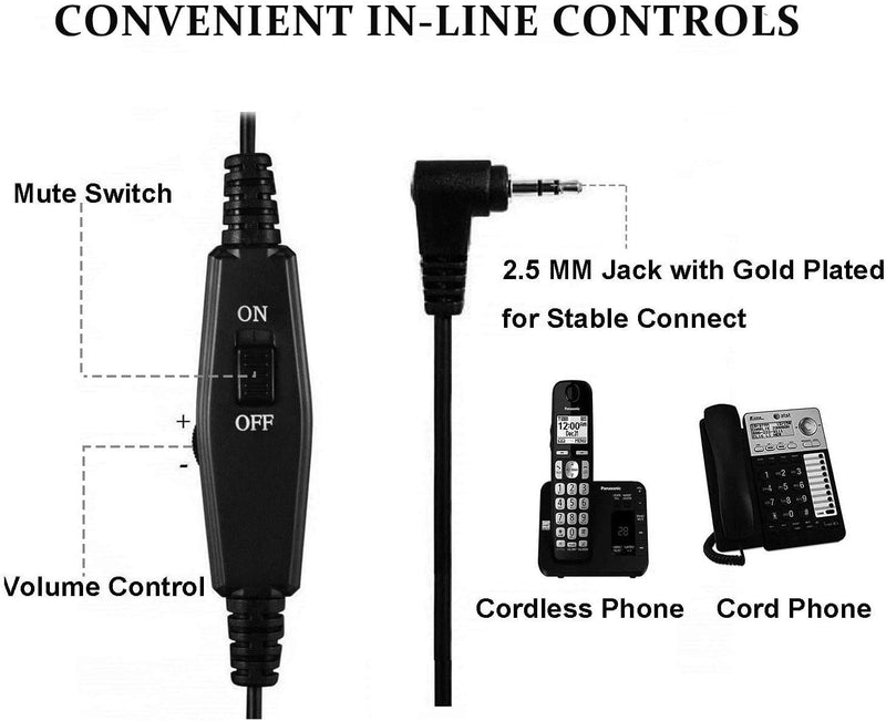 [Australia - AusPower] - Arama Corded Phone Headset RJ9 with Noise Canceling Mic for Polycom VVX311 VVX410 VVX411 VVX500 Mitel 5520e 5530e 5530 Plantronic Nortel Shoretel Aastra Avaya Lucent Landline Phones (Monaural A800CP) Monaural A800CP 