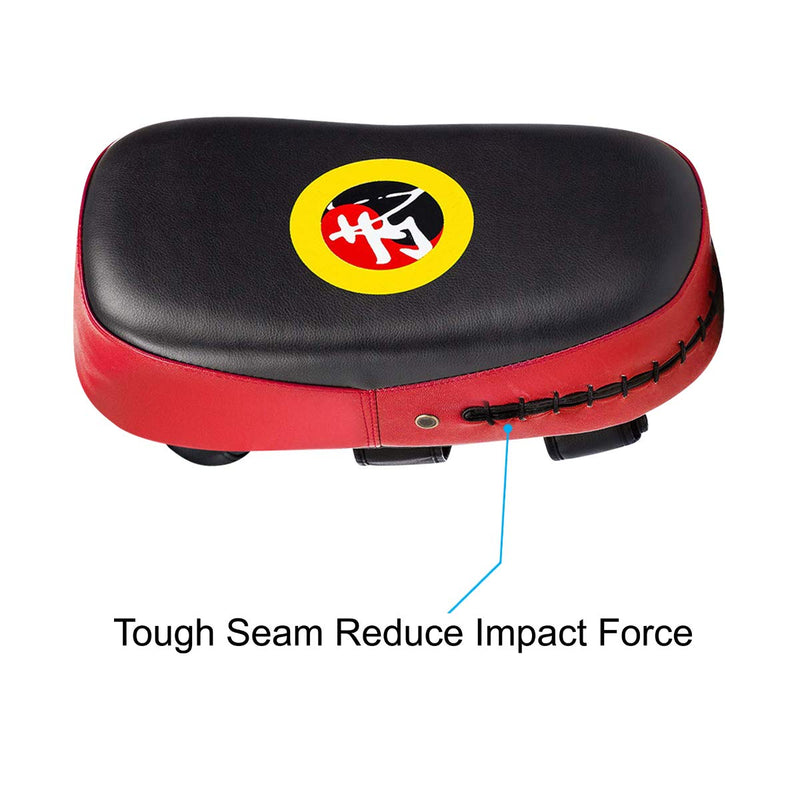 [Australia - AusPower] - TLBTEK 1Pcs Taekwondo Kick Pad PU Muay Thai Pads MMA Karate Kick Pads Kickboxing Training Pads Martial Arts Punching Pads Leather Strike Curved Kicking Shield Red 