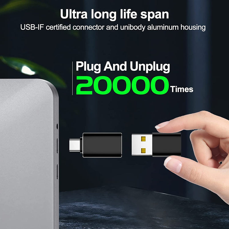 [Australia - AusPower] - PITCHESSY [4 Pack USB C to USB Adapter(2Pcs)&USB to USB C Adapter Adapter (2Pcs) SuperSpeed Data Transfer & Fast Charging - Compatible with Laptop, PC, Charger-Black 