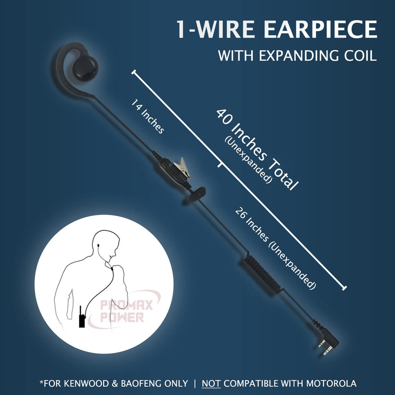[Australia - AusPower] - [5-Pack] ProMaxPower 1-Wire C-Shape Swivel Earpiece Headset with PTT Button Mic for Kenwood, Baofeng & Retevis Two Way Radios H-777, UV-5R, BF-888s, RT1, RT22, TK-2107, NX-320 5-Pack 