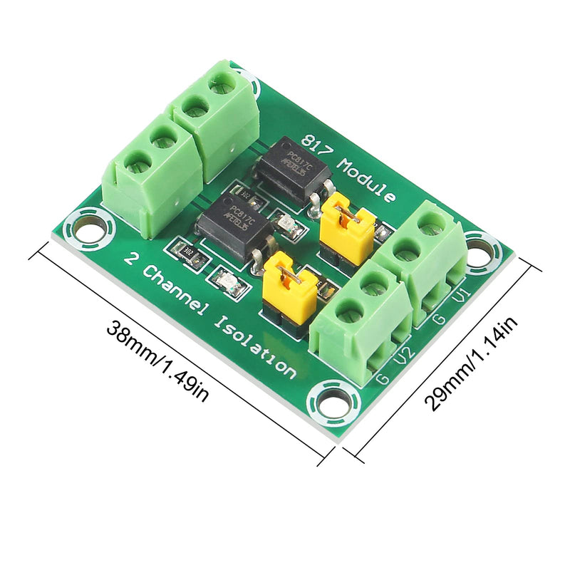 [Australia - AusPower] - Shutao 5PCS PC817 2 Channel Optocoupler Isolation Board Voltage Converter 3.6-30V Driver Photoelectric Isolated Module 