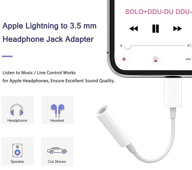 [Australia - AusPower] - [Apple MFi Certified] 2 Pack Lightning to 3.5 mm Headphone Jack Adapter iPhone 3.5mm Jack Aux Dongle Cable Converter Compatible with iPhone 13 12 11 11 Pro XR XS X 8 7 iPad iPod Support All iOS System A1 - White 