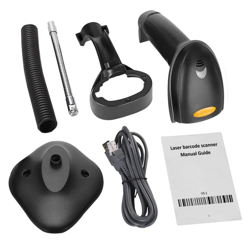 [Australia - AusPower] - Esup Barcode Scanner with Stand USB Barcode Scanner Wired Handheld Laser Barcode Reader with Adjustable Stand 