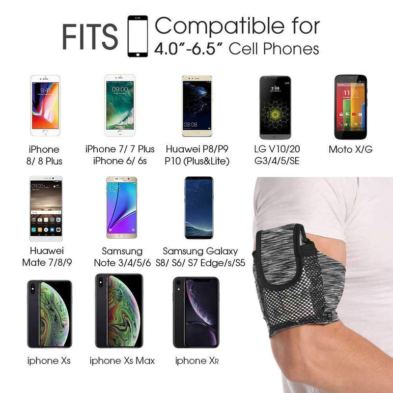 [Australia - AusPower] - Ailzos Cell Phone Armband Exercise Arm Holder for iPhone 11/XR/XS/X/8 Plus/7/6s, Pixel 1 2 2XL 3 3XL, Samsung Galaxy S8 S9 S10, Comfortable Sleeve Gym Run Workout Phone Holder with Mesh Pocket, Gray L Large--(Arm/Calf size from 14.6"-16.5") 