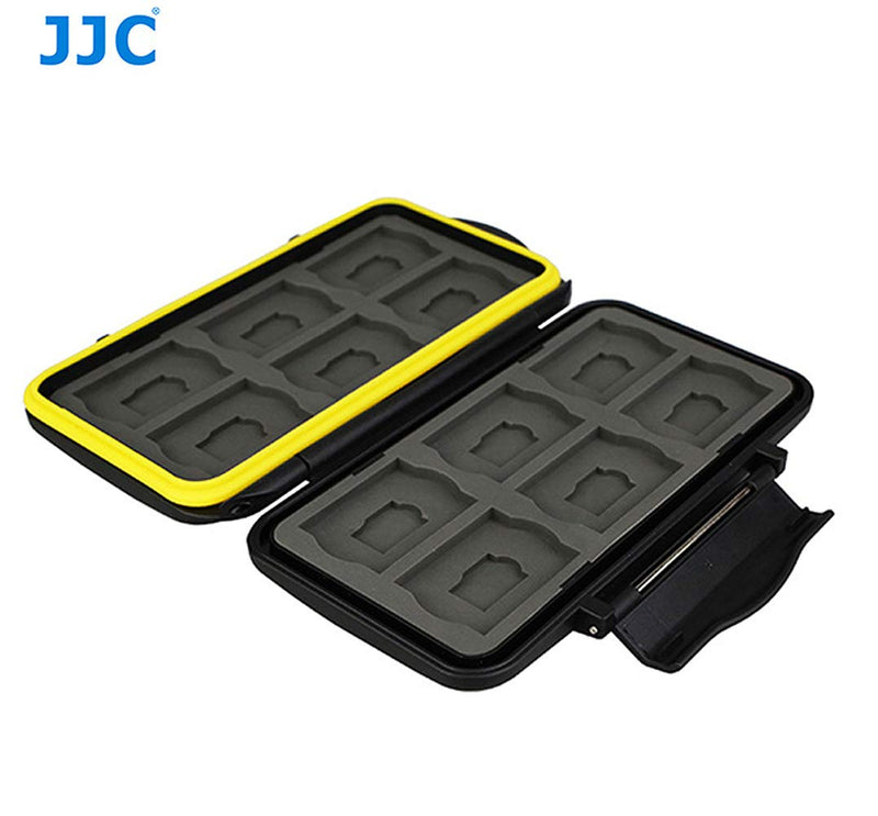 [Australia - AusPower] - JJC MC-SDMSD24 Ruggard SD Card Case, Micro SD Card Case, Water-Resistant Case for SD Micro SD Cards, Rubber Sealed Ergonomic Locking Easy Carrying Memory Card Case Fits 12 SD 12 Micro SD Cards Black SD Card + Micro SD Card 
