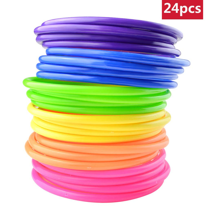 [Australia - AusPower] - Topbuti 24 Pcs Multicolor Plastic Toss Rings Kids Ring Toss Game Carnival Rings for Speed and Agility Practice Games, Garden Backyard Outdoor Games, Bridal Shower Game, Game Booth 