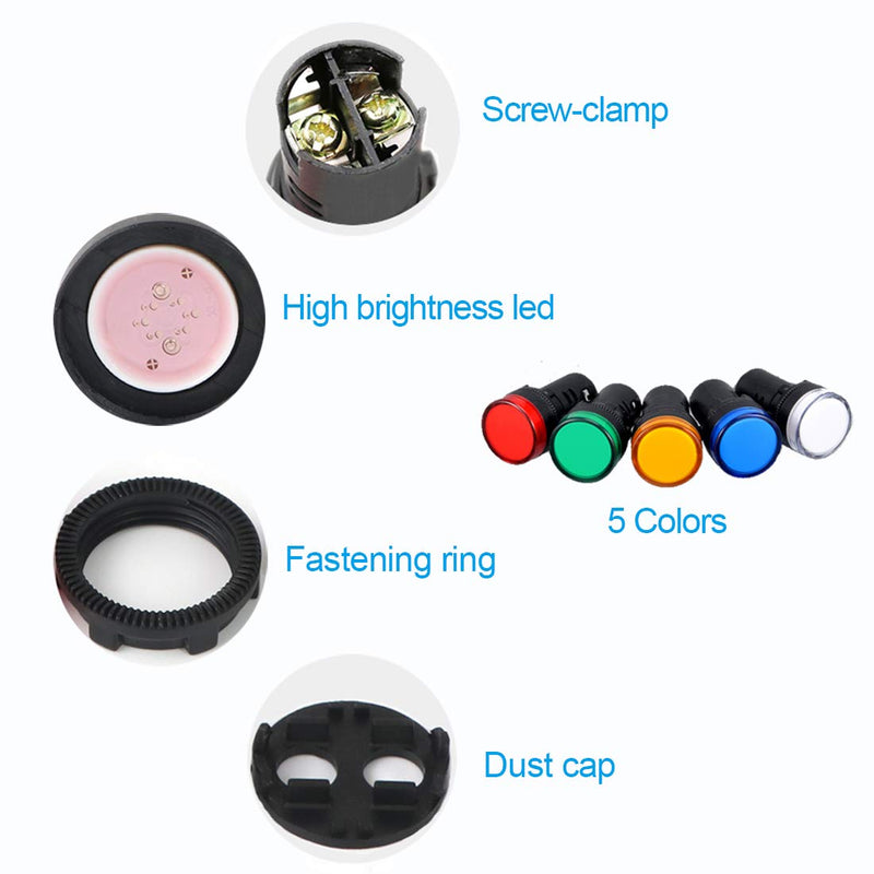 [Australia - AusPower] - VictorsHome Indicator Light AC/DC 24V 20mA LED Flush Panel Mount Red Green Blue Yellow White 10 Pcs 