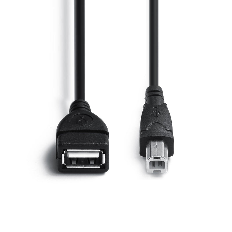 [Australia - AusPower] - 2 Pack USB 2.0 Cable A Female to USB B Male Cable for Printer Extender Connection Cables USB_A/F-USB_B/M Adapter (USB_A-USB_B Cables Black) 