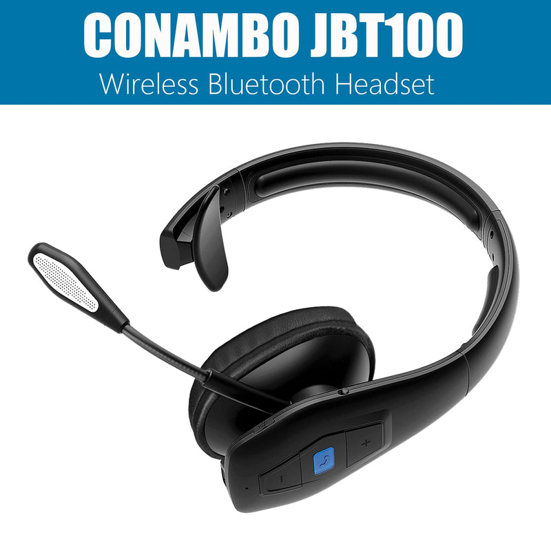 [Australia - AusPower] - Trucker Bluetooth Headset V5.1, CVC8.0 Dual Microphone Noise Cancelling & 35Hrs HD Talktime Hands-Free Wireless Headset, Bluetooth Headphones with Mute Button for Cell Phones Business Home Driver 
