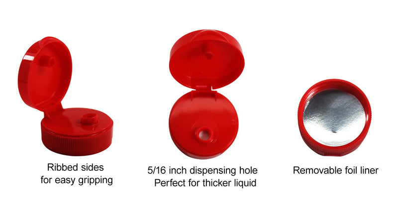 [Australia - AusPower] - Pinnacle Mercantile Plastic Condiment Squeeze Bottles Dispensing with Red Flip Top Hinged Cap Large 32 oz Empty Set of 4 