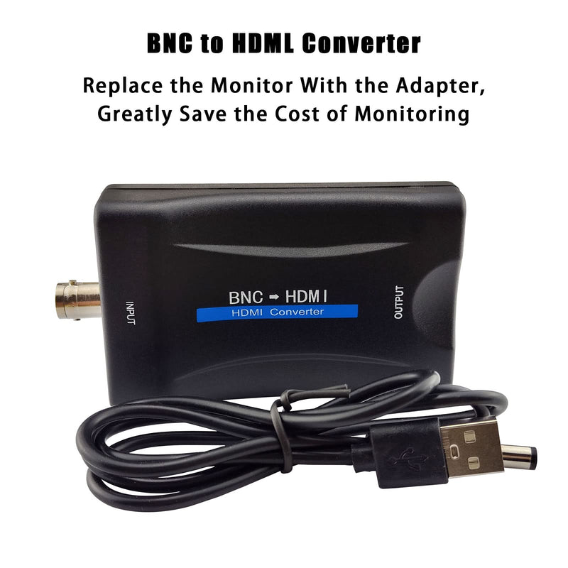 [Australia - AusPower] - Flylin BNC to HDMI Converter, Composite BNC and Audio Input to HDMI Output Adapter CVBS BNC Adapter with Audio for Security Cameras DVRs CCTV Moniter Supports 720P/1080P Output 