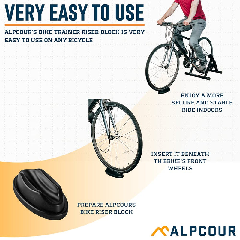 [Australia - AusPower] - Alpcour Bike Front Wheel Riser Trainer Block with Anti-Skid Design – Compatible with Stationary, Mountain and Road Bikes – Natural Riding Position Set -up for Indoor Training 