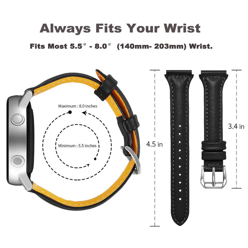 [Australia - AusPower] - Joyozy Compatible with Samsung Galaxy Active 2 Watch Band 40mm 44mm, Genuine Leather Band for Samsung Active 2 Man Woman Band Accessories Smartwatch SM-R830/R820 Black/Silver 