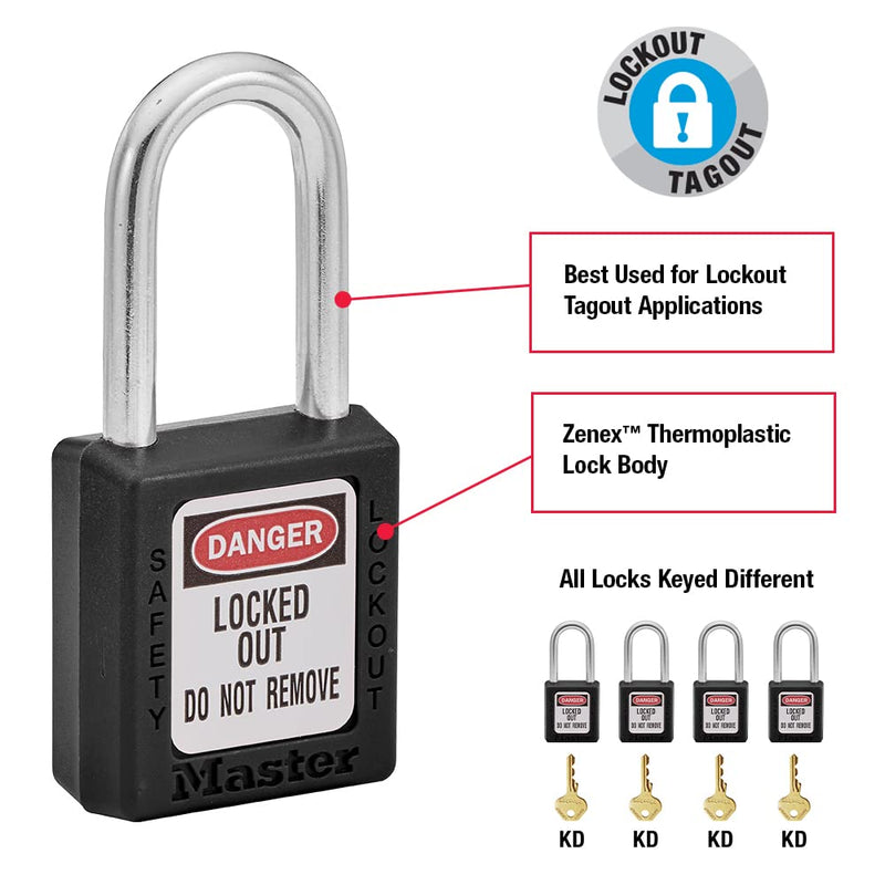 [Australia - AusPower] - Master Lock 410BLK Lockout Tagout Safety Padlock, Black 