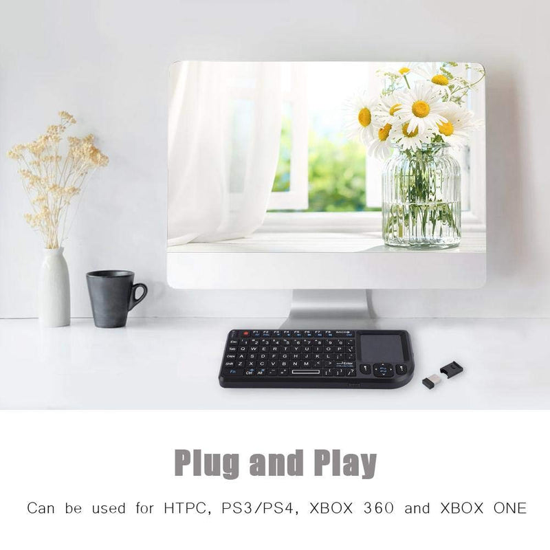[Australia - AusPower] - 2.4GHz Wireless Touchpad Keyboard, Super Thin&Lightweight Rechargeable Ultra Mini Thin USB Backlit Keyboard, Plug and Play Fits for HTPC, for PS3/4 