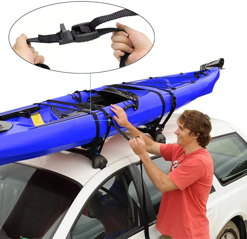 [Australia - AusPower] - Mind and Action 16 Foot Sturdy Tie Down Strap Lashing Strap with Rubber Padded Cam Lock Buckle,for Car Roof Rack,Kayak Canoe SUP Surfboard Tie Down,Boat Trailer Tow Strap(2 Pack ) 