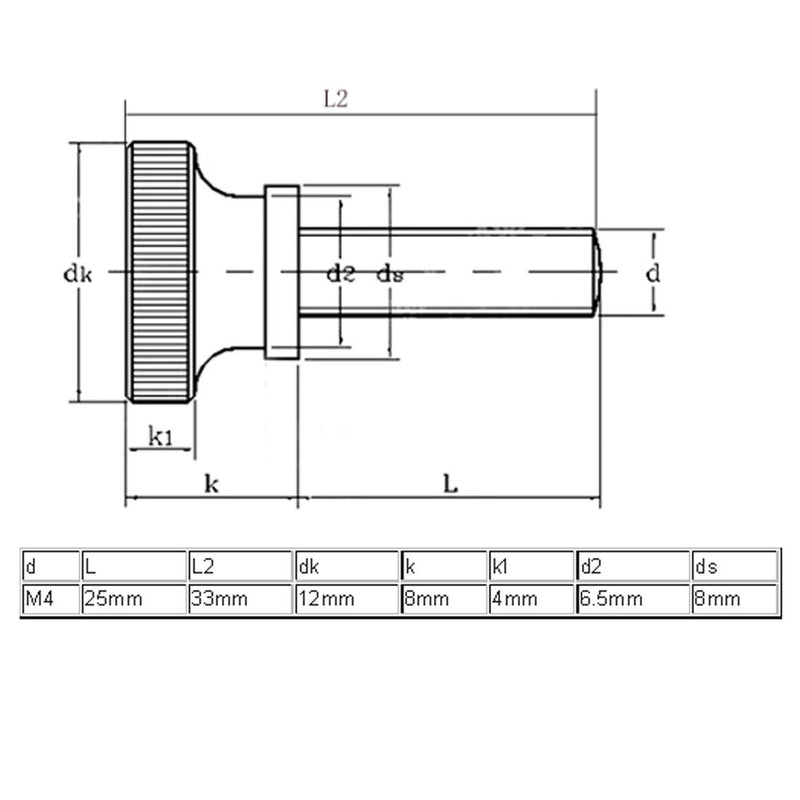 [Australia - AusPower] - uxcell a16122700ux0290 M4x25mm Flat Knurled Head Fully Threaded Thumb Screws Bolts Fastener 15pcs Pack of 15 