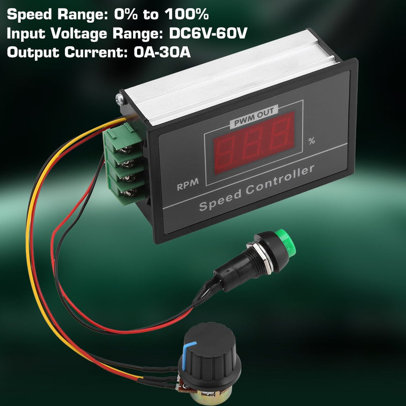 [Australia - AusPower] - Motor Speed Controller, DC 6-60V 12V 24V 36V 48V 30A Adjustable PWM DC Motor Speed Controller Switch 